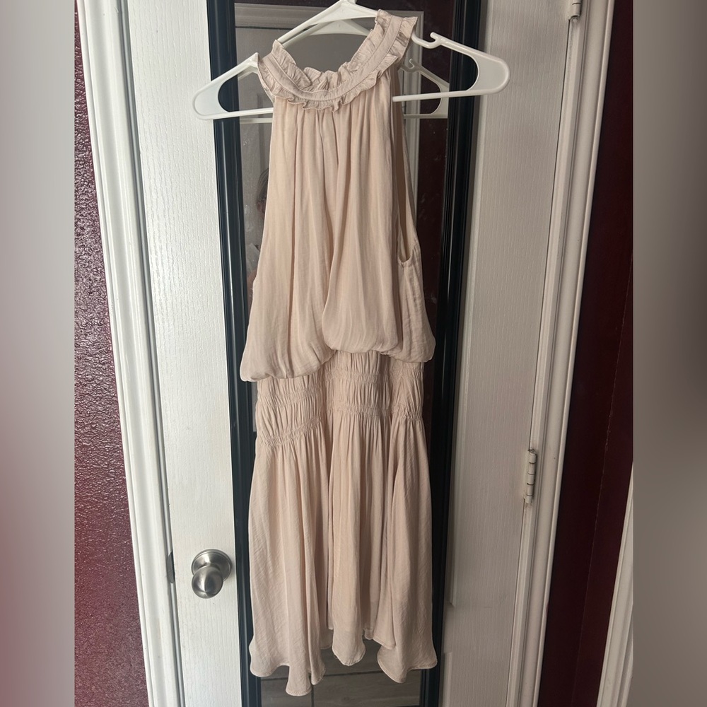 Elegant Cream Halter Dress